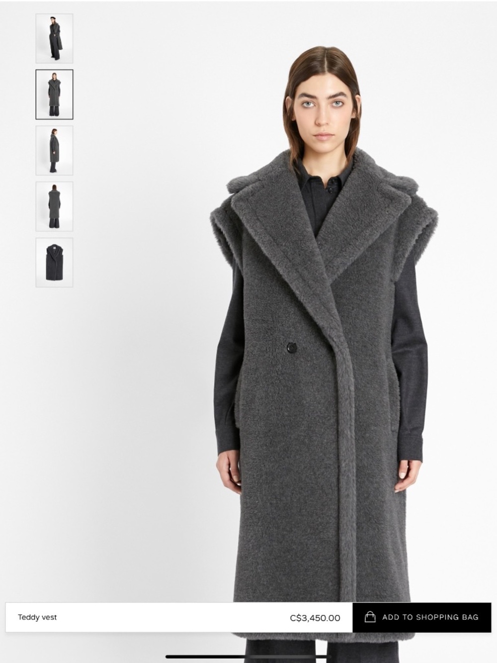 MAX MARA “TEDDY” Long Vest Coat